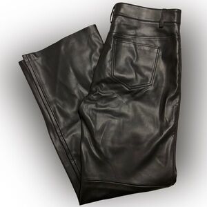 Mango Black Leather Bootcut Jeans